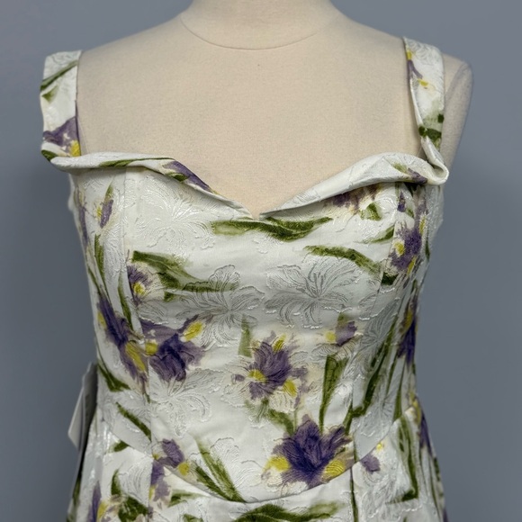NWT Azazie Atelier Alexie Tulip Print Maxi Dress 12 White Iris Floral Dance Prom - Picture 7 of 16